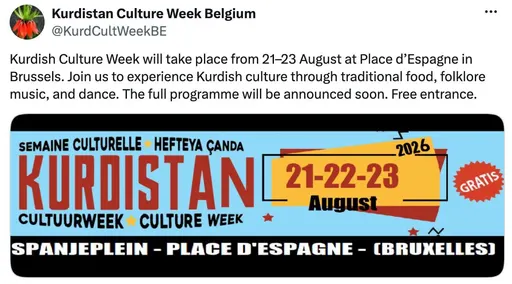 Poster for Kurdistan Culture Week Belgium / Hefteya Çanda Belçîka