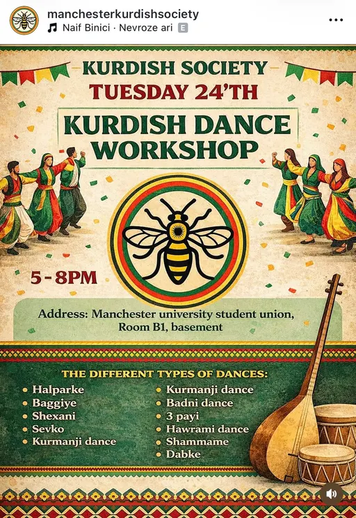 Poster for KURDISH DANCE WORKSHOP | London