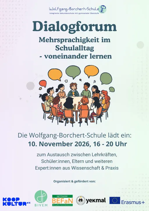 Poster for Dialogforum: Mehrsprachigkeit im Schulalltag – voneinander lernen