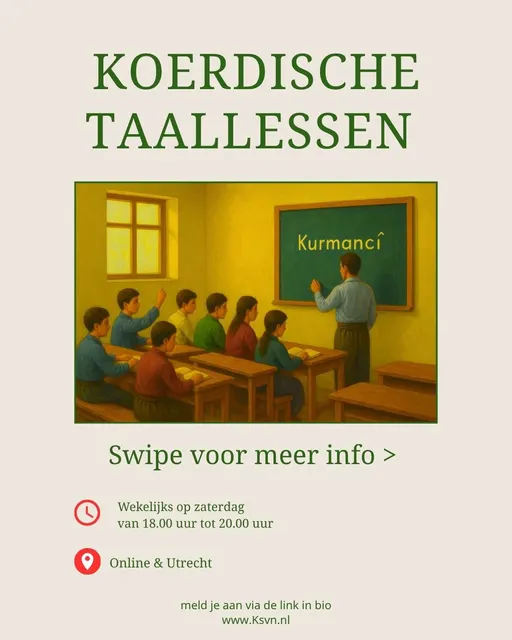 Poster for Koerdische Taallessen (Kurmancî): startbijeenkomst