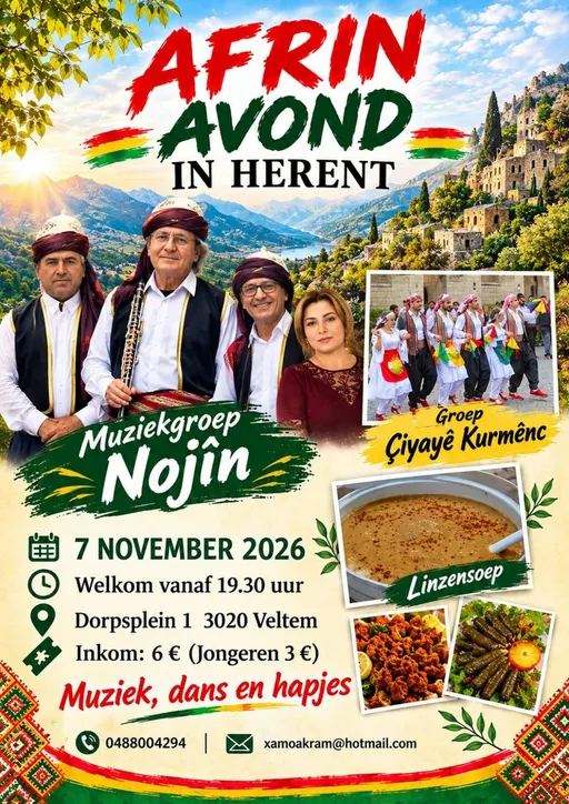 Poster for Special night of Kurdish music and culture in Veltem